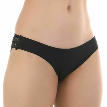 Женские трусы слипы с кружевной вставкой черные ROMEO ROSSI RR2503-2