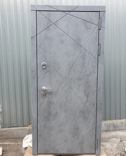 Входная металлическая дверь  с зеркалом RеX (РЕКС) 13 Бетон темный / Зеркало СБ-16  Белый ясень (белый с текстурой дерева)