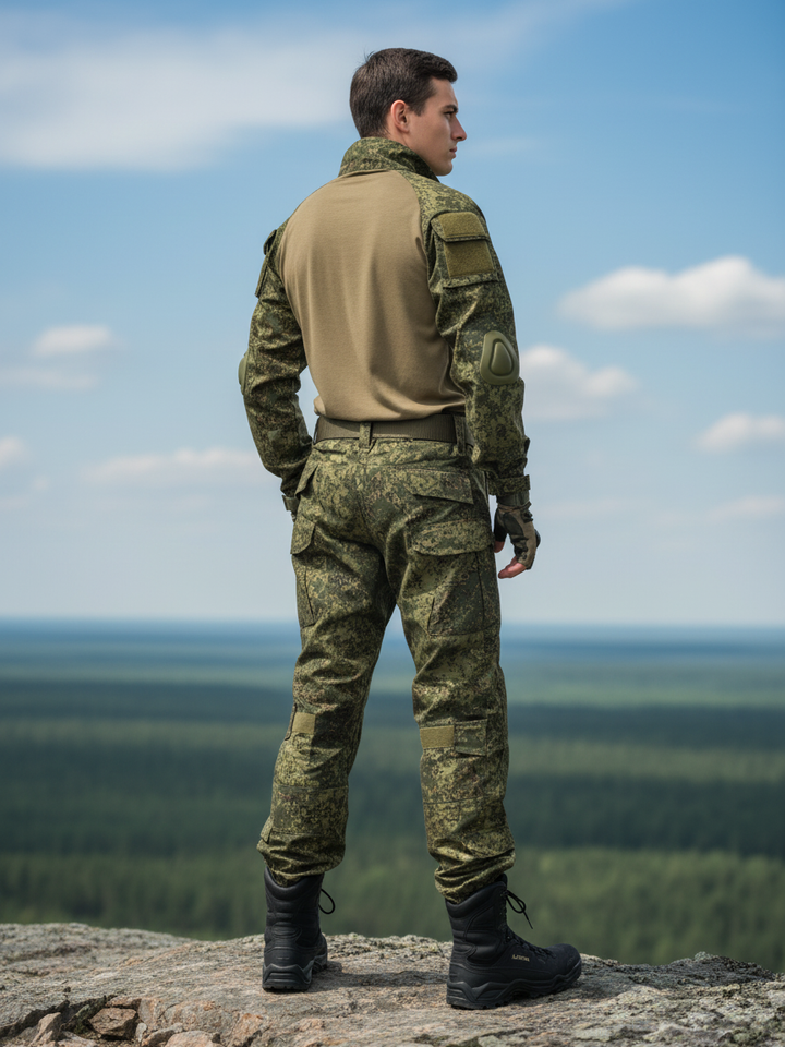 Костюм тактический с наколенниками и налокотниками (зеленная цифра) (А)