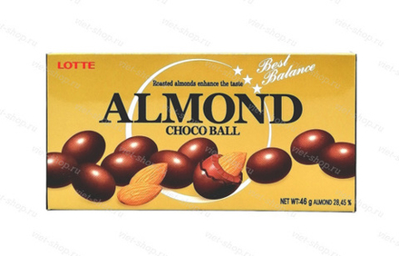 Миндаль в молочном шоколаде Almond Choco Ball, Lotte, 46 гр.