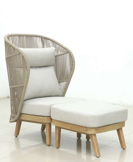 Лаунж-кресло плетеное с высокой спинкой Mali