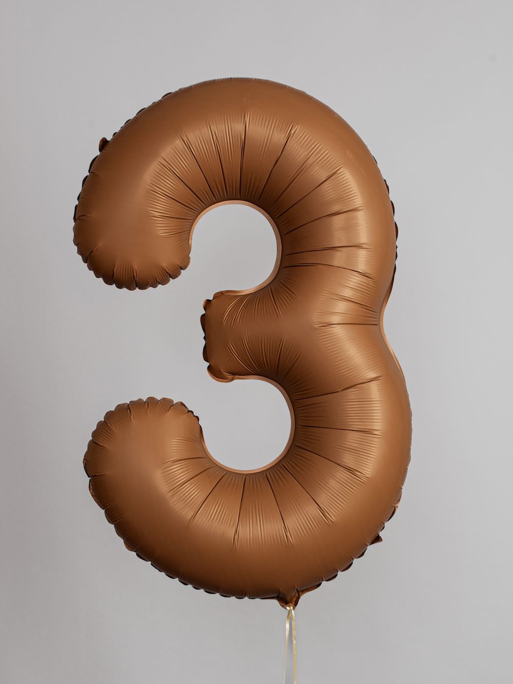 F Шар (40''/102 см) Цифра, 3 Slim, Шоколад, Матовый (БГ-60)  Изображение2