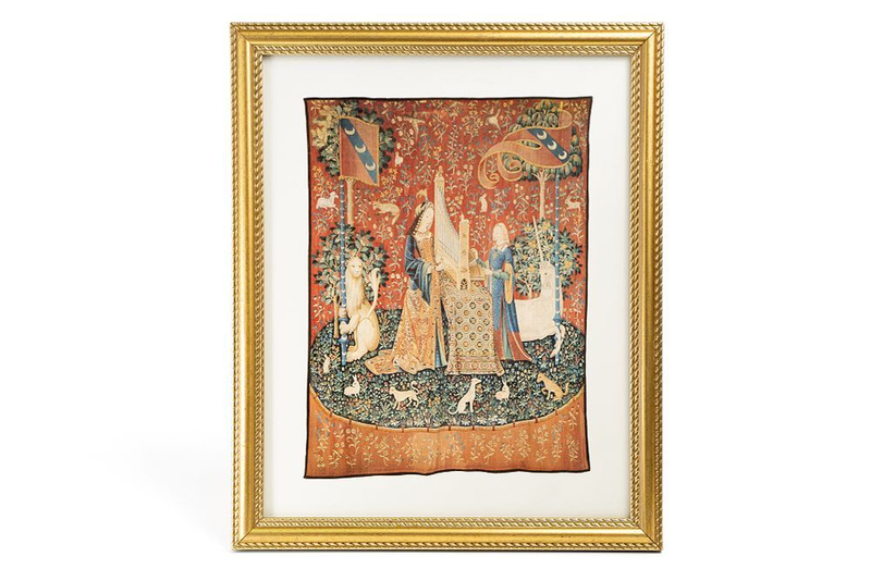 Музейная репродукция гобелена «Дама с единорогом» (Аллегория слуха)