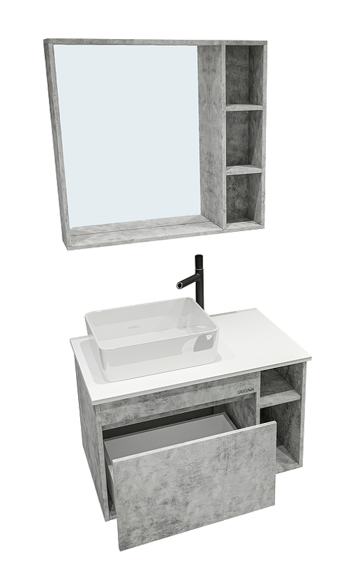 Зеркало со шкафом Grossman Фалькон 80 208003 Бетон