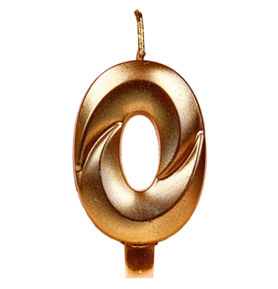 Свечи для торта, цифра 0 (золото, 5 см)