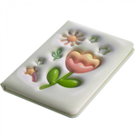 Записная книжка 13,0 см * 18,0 см , 7БЦ, Alingar, PU, поролон, конгрев, эффект 3D, 80л., линия, "Солнечные цветы", зеленый