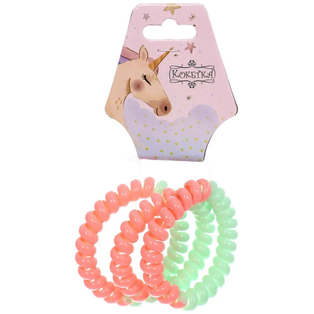 Резинки для волос силиконовые 3шт «ЕЖЕВИКА», цвет оранжевый/мятный, d-5,5см (Подвес Единорог)