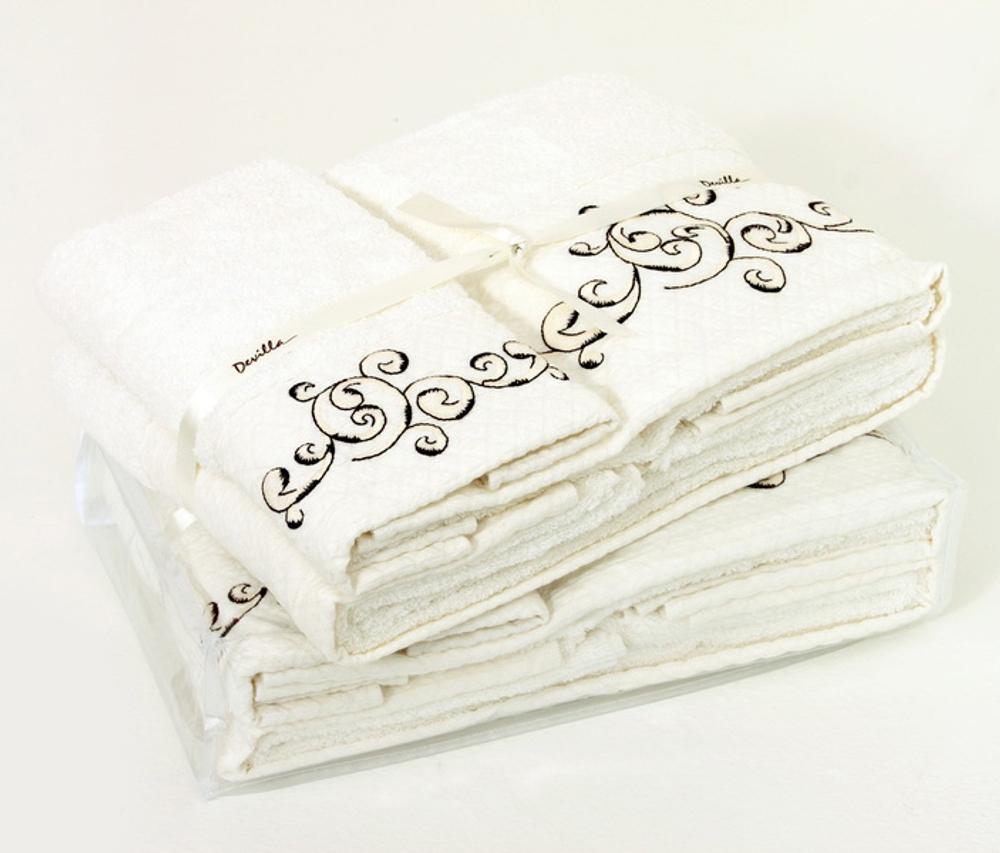 Набор полотенец 3 шт Devilla Завиток экрю