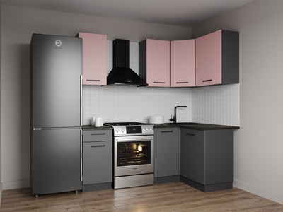 Кухонный гарнитур угловой Роза 2000х1200 столешница 26 мм (с отдельно стоящей плитой)