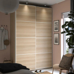 Шкаф-купе - IKEA PAX/MEHAMN/ПАКС/МЕХАМН ИКЕА, 66х150х236,4 см, белый/светло-коричневый