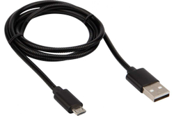 Кабель USB - micro USB REXANT черный металлическая оплетка 1 м 18-4241
