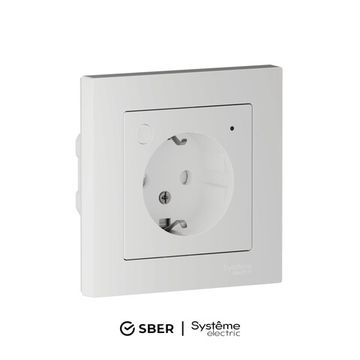 Розетка AtlasDesign Smart 16А L+N с заземл. защ. шторки Zigbee механизм бел. SE ATN000145Z