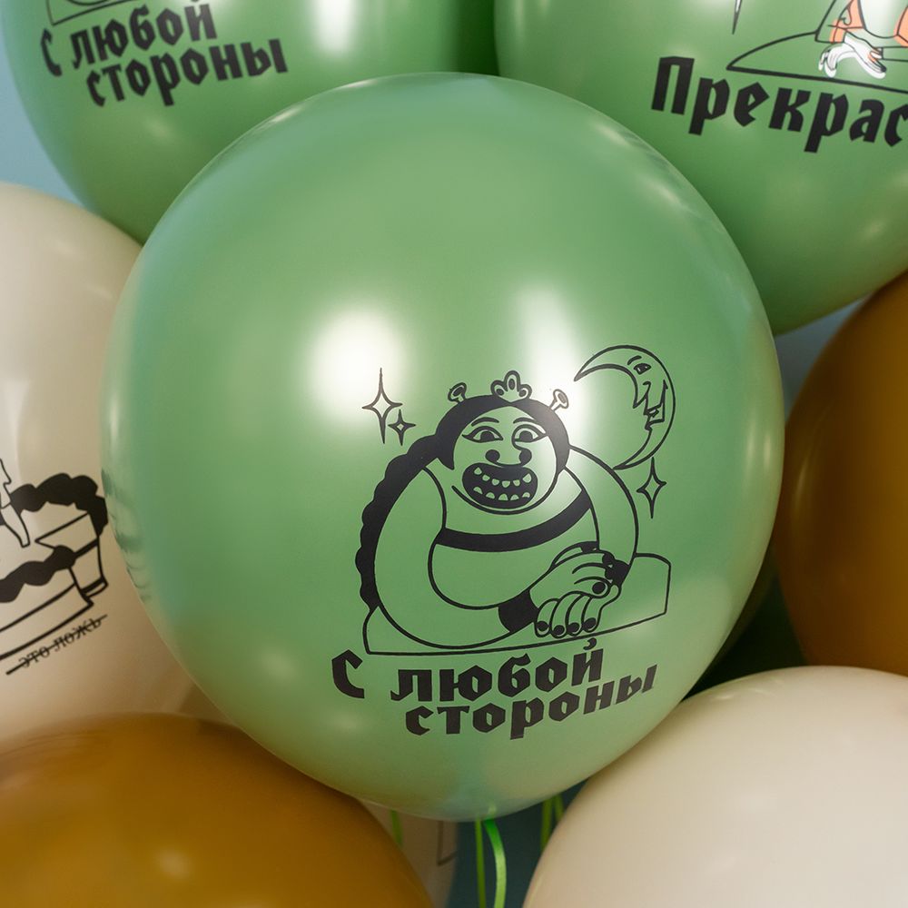 Шар (12''/30 см) Огры и торты, Ассорти, пастель, 2 ст, 25 шт.