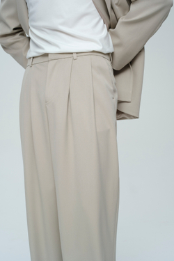 Брюки широкие | grey-beige