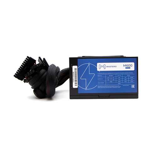 Блок питания ATX Mastero M600, 600W, 80+, Retail, APFC, 1x4+4pin, 2x6+2PIN, 5xSATA, 3xMOLEX, 1xFDD (M600-120BFV1)