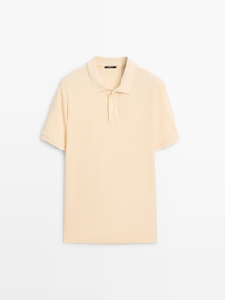Massimo Dutti Поло из рельефного хлопка, ванильный
