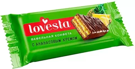 Вафельная конфета Lovesta с ананасовым кремом (коробка 1,5 кг)