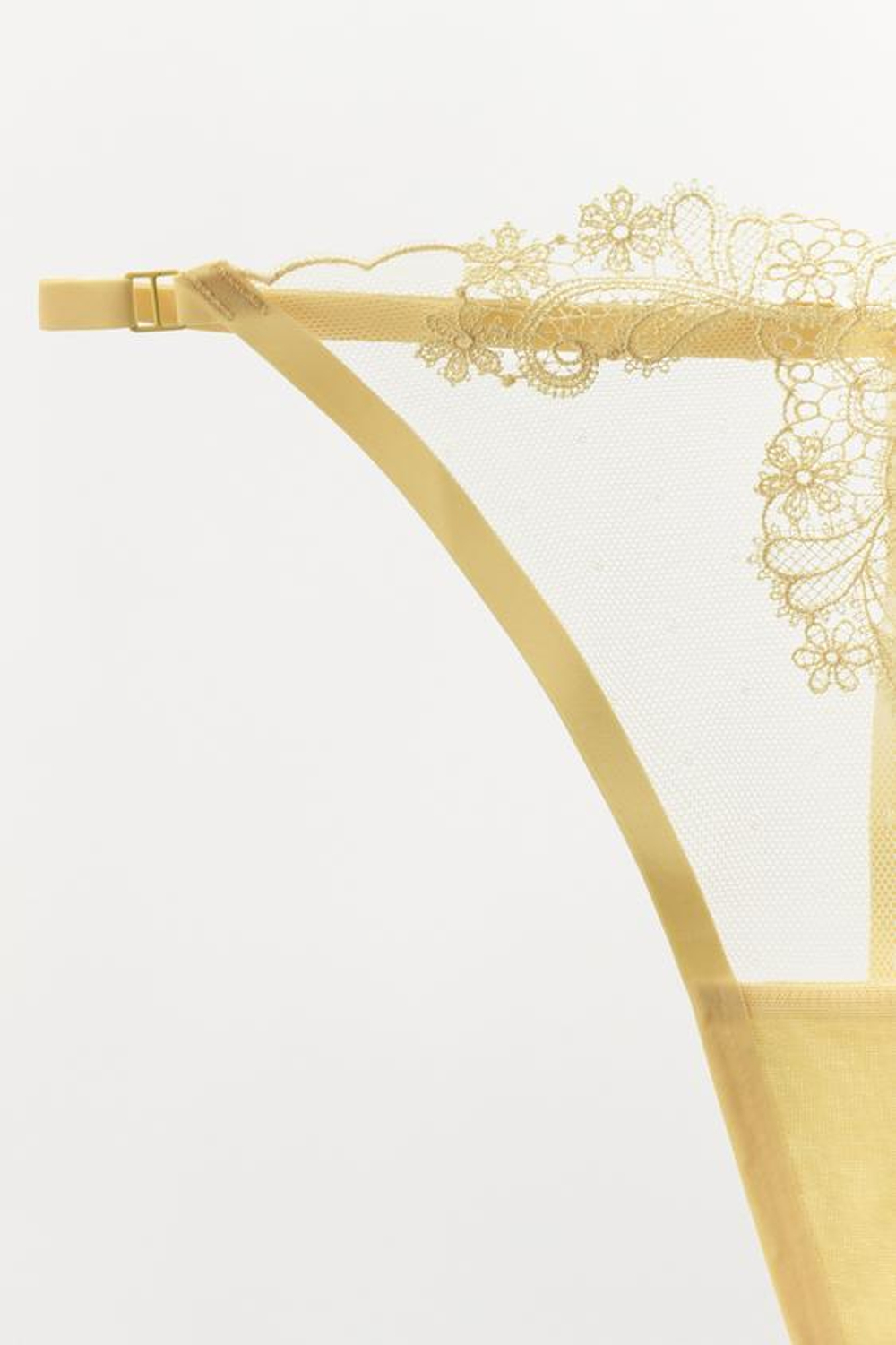 ZARA КРУЖЕВНЫЕ ТРУСЫ-ТАНГА, ЖЕЛТЫЙ