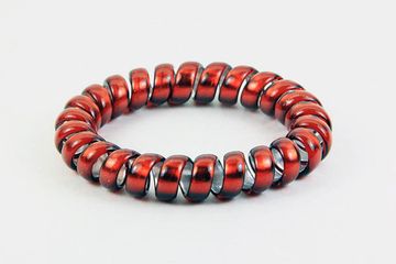 Резинка для волос "Спираль" (коричневая/серебро)