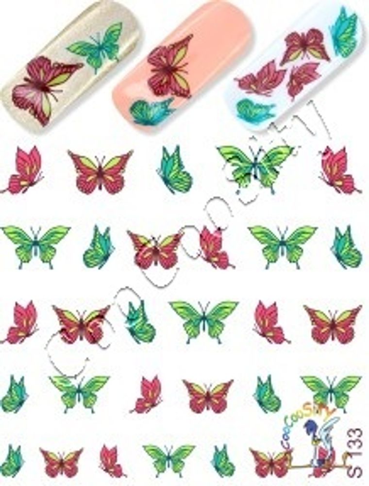 Слайдер-дизайн для ногтей бабочки S 133