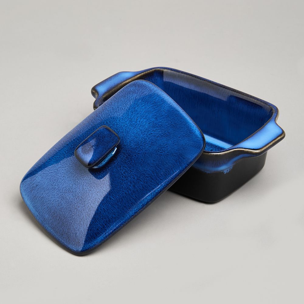 ФОРМА ДЛЯ ЗАПЕКАНИЯ С КРЫШКОЙ / МАСЛЕНКА REACTIVE BLUE 16,5*10*5/9 СМ 250 МЛ