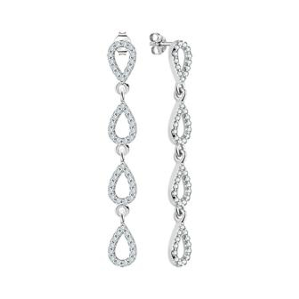 Серьги из серебра с фианитами