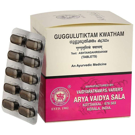 Гуггулутиктам Кватхам Арья Вадья Сала (Guggulutiktam Kwatham Arya Vaidya Sala), 100 таблеток