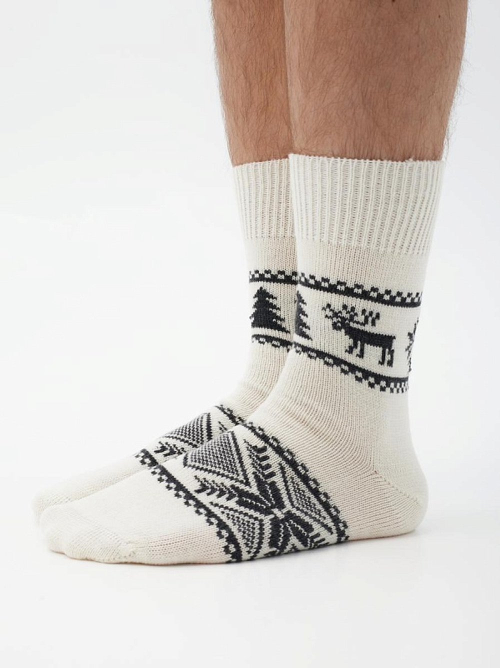 Теплые шерстяные носки Н007-02 белый натуральный