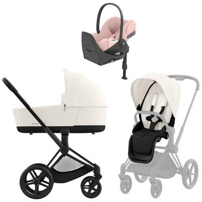 Коляска Cybex Priam IV Matt Black complete Cloud T Peach Pink Plus Base T 3 в 1 Off White