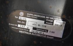 Фаркоп штатный на VOLKSWAGEN CADDY (2004-2020)(без электрики) 2K0092101A