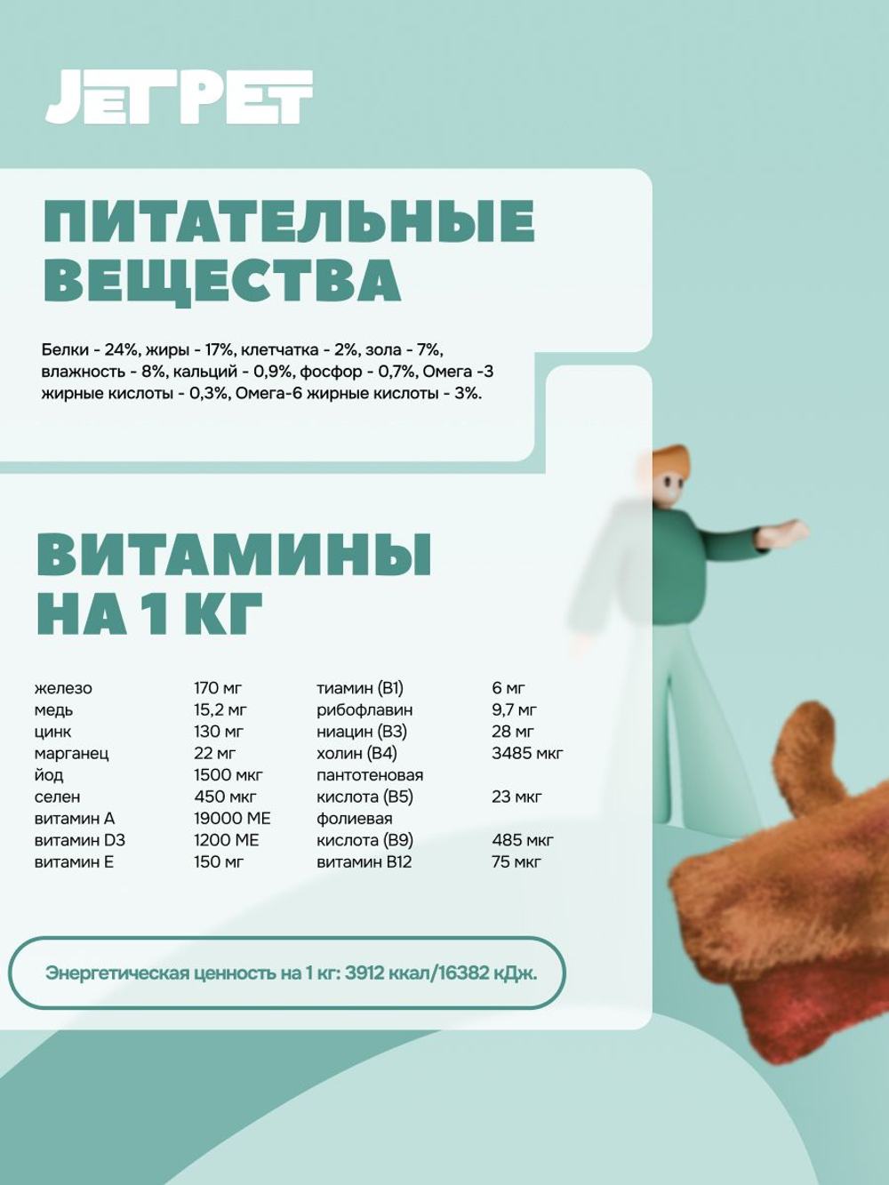Jet Pet Fun корм для собак средних и крупных пород с высокой физической нагрузкой, говядина 12 кг