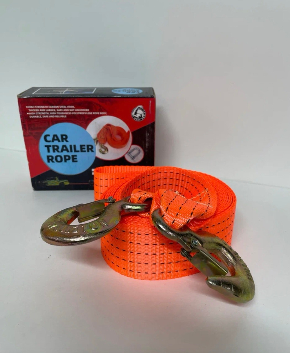 2Т-5М / Трос буксировочный для автомобиля, 2 тонны, длина 5 метров, с крюками, оранжевый, TG (1 шт.)