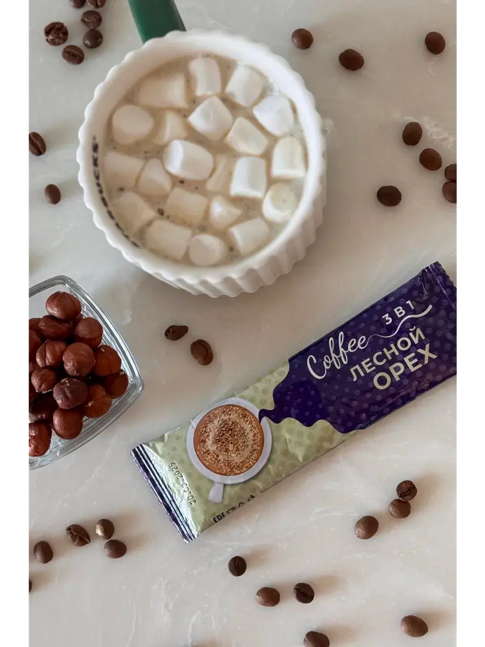 Кофе 3 в 1 в пакетиках растворимый 8 шт "Лесной орех"