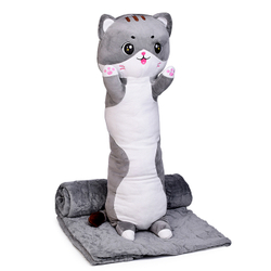 Мягкая игрушка "Кот" в комплекте с серым пледом(110*150см)