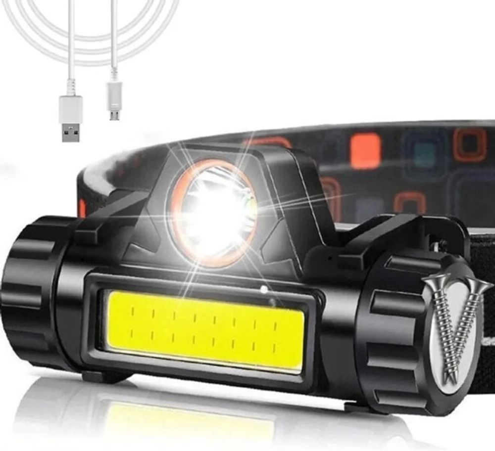 Фонарь налобный LED аккумуляторный 2 режима, на магните (KPR)
