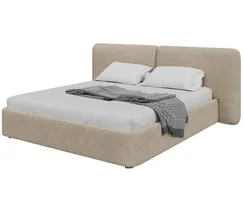 Кровать двуспальная Hub Soft 180 см (молочный, букле)