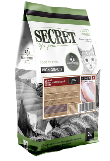 Secret Life Force сухой корм для Стерилизованных кошек и котов, Курица с рисом