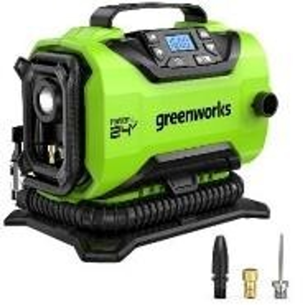 Компрессор автомобильный Greenworks ACG301, 24V / 12V, макс. 11 бар, 420 л/мин, без АКБ и ЗУ (3400807)