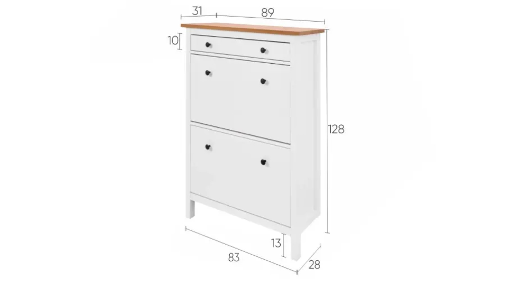Обувница - аналог IKEA HEMNES / ХЕМНЭС/ ХЕМНЕС / КЫМОР / ИКЕА 89х127x30 см, белый/светло-коричневый