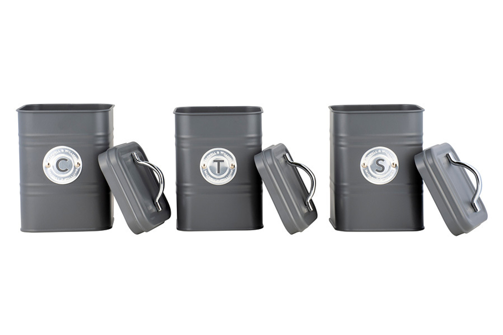 Набор банок для сыпучих продуктов 3шт 1.45л Maxwell&Williams Grandham тёмно-серый