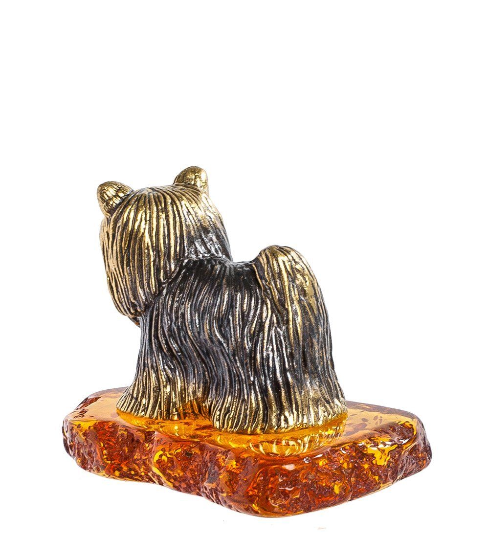 Народные промыслы AM-1306 Фигурка «Бивер-йоркширский терьер» (латунь, янтарь)