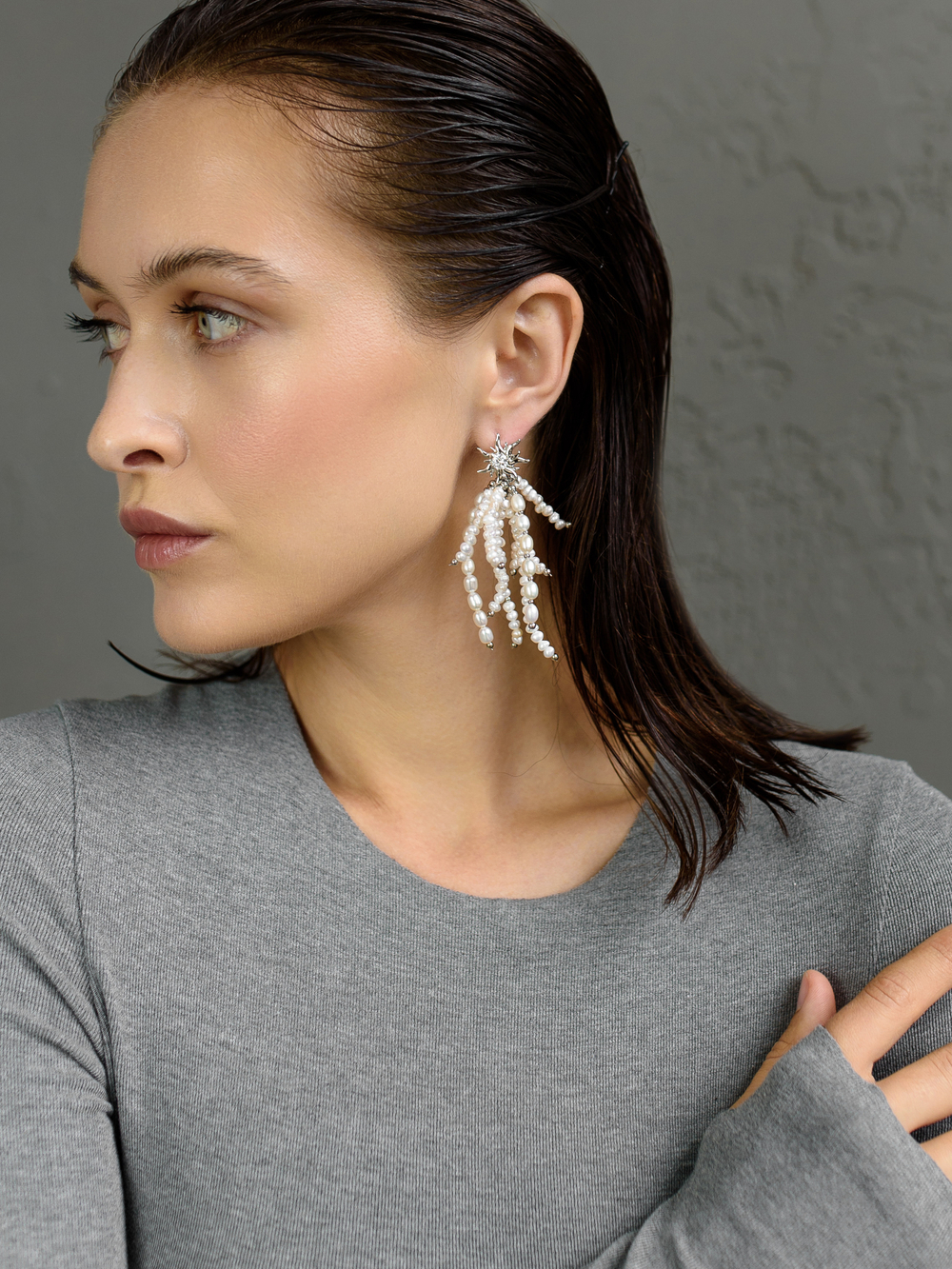 Серьги "Bunches" из жемчуга Silver