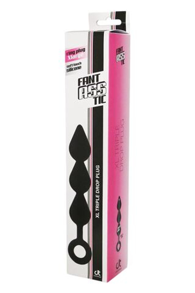 Черный анальный стимулятор XL Triple Drop Plug Black - 26 см. (Цвет: черный)