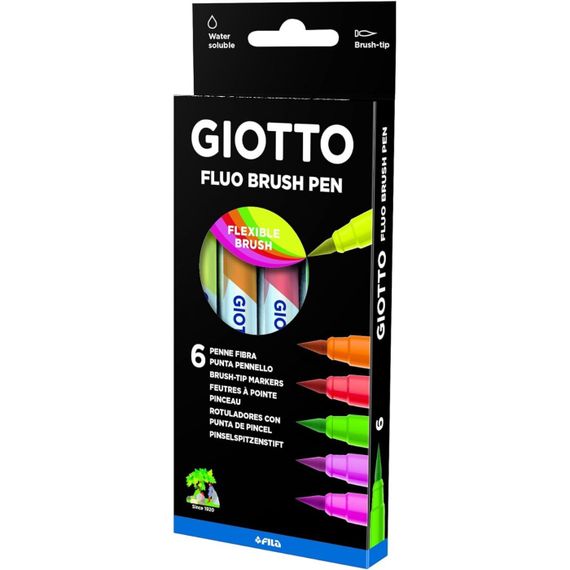 Flomaster \ Фломастер \Box 6 giotto fluo brush pen