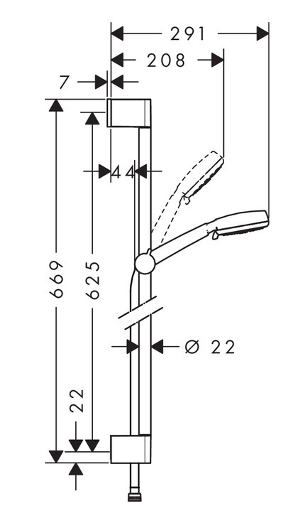 Душевой комплект Hansgrohe Crometta 100 Vario 65см 26651400