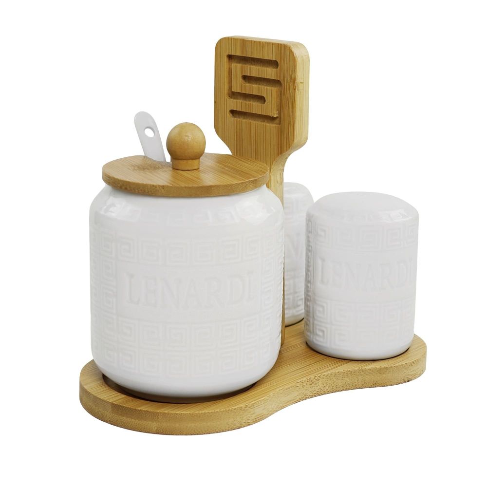 Lenardi 140-121 Набор для специй с сахарницей 340мл BAMBOO на подставке в под.уп.(х24) Фарфор