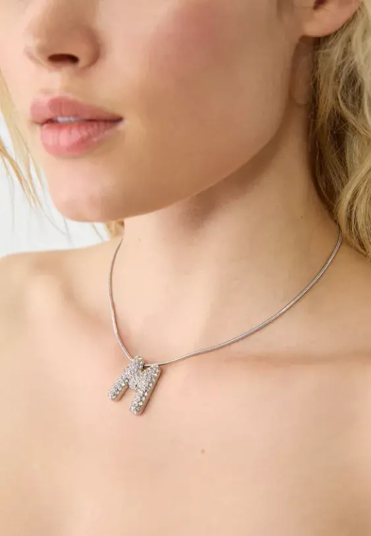 STRADIVARIUS Ожерелье с инициалами из горного хрусталя, серый