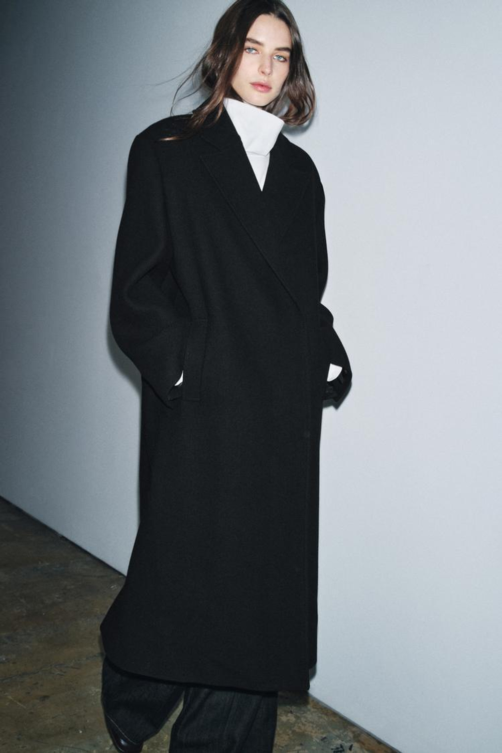 ZARA ПАЛЬТО ИЗ СМЕСОВОЙ ШЕРСТИ — ZW COLLECTION, ЧЕРНЫЙ