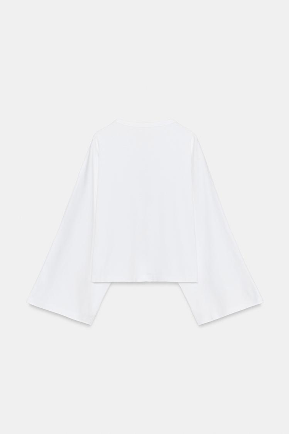 ZARA ФУТБОЛКА С РУКАВАМИ-КРЫЛЫШКАМИ, БЕЛЫЙ