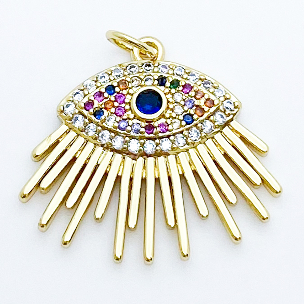 Подвеска Глаз, позолота, фианиты, размер 22*24 мм, цена за 1 шт